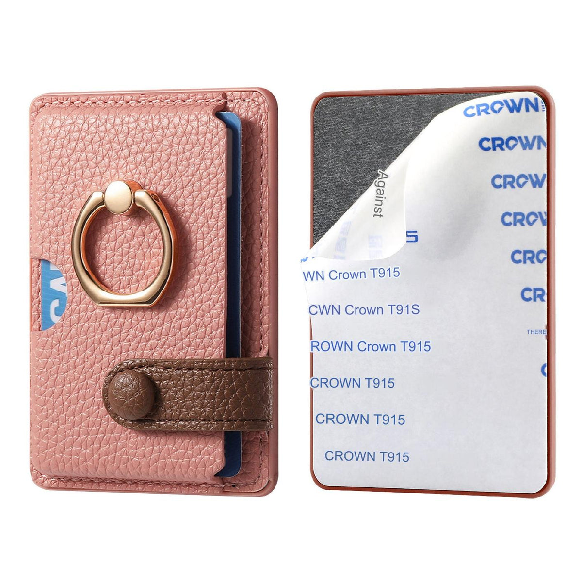 Image of PU leather card holder in vibrant pink