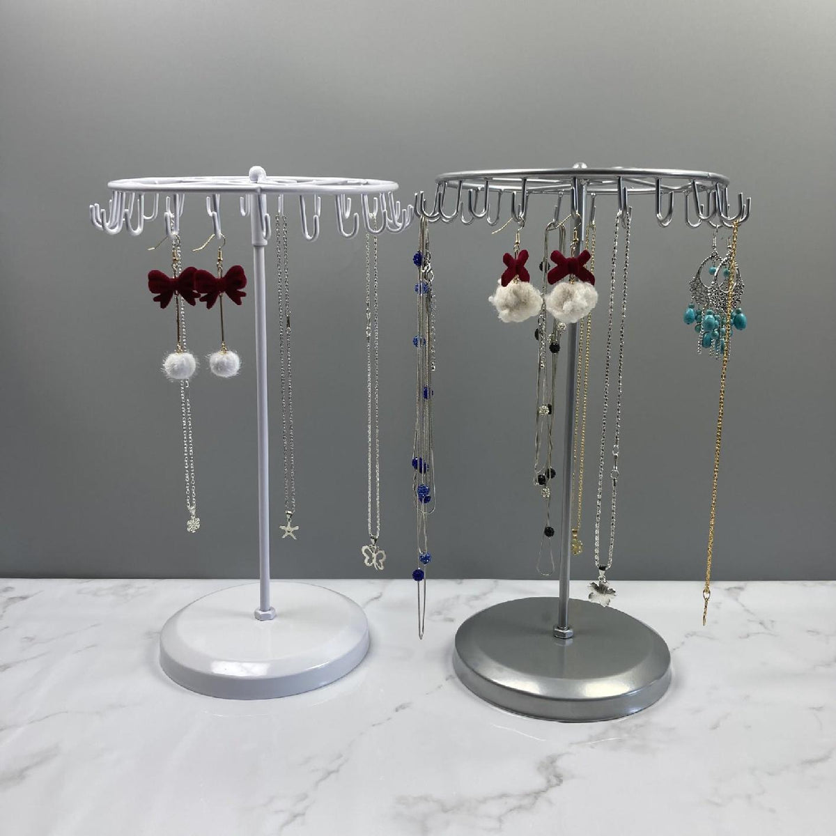 Front View of Elegant Black Metal Jewelry Stand