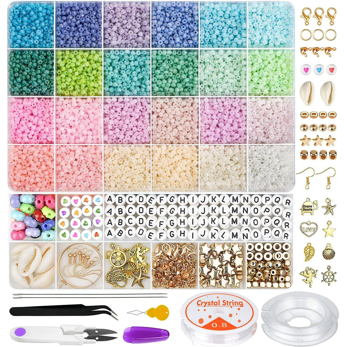 Creative setup of DIY bead jewellery crafting