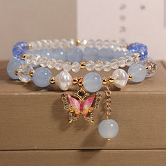 Cute Korean Style Crystal Butterfly Bracelet Image 2