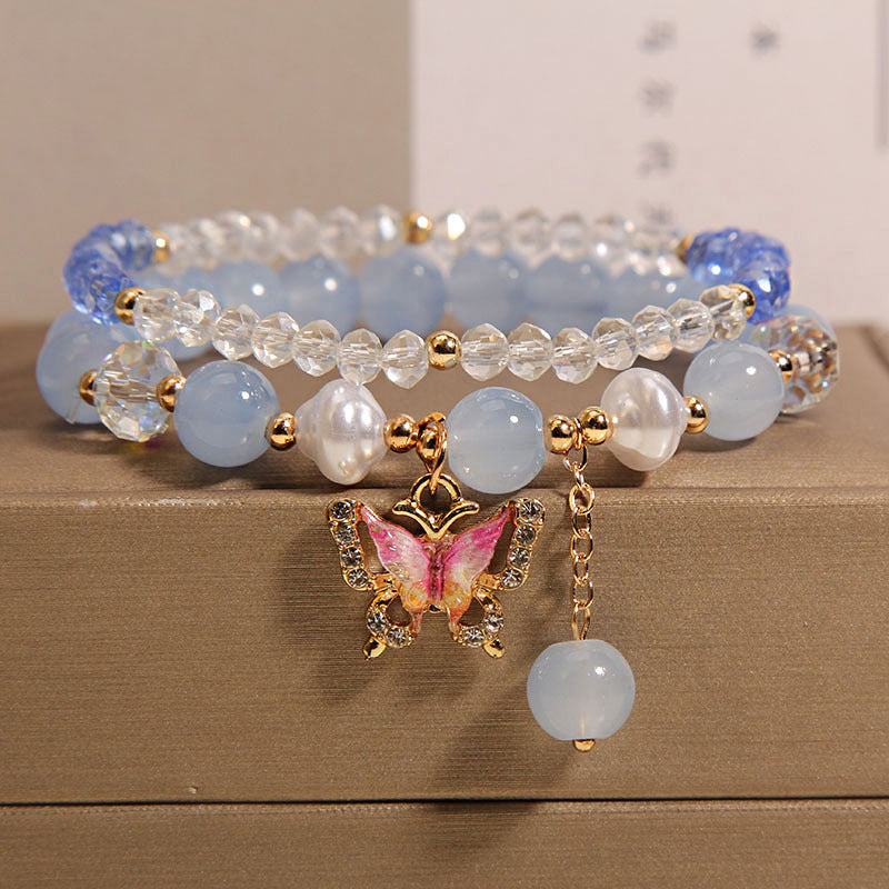 Cute Korean Style Crystal Butterfly Bracelet Image 7
