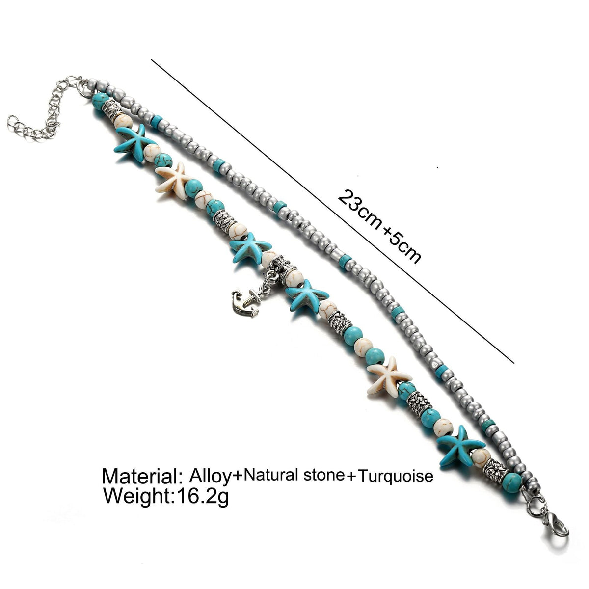 Ocean-Inspired Double Layer Anklet - Shells and Stars