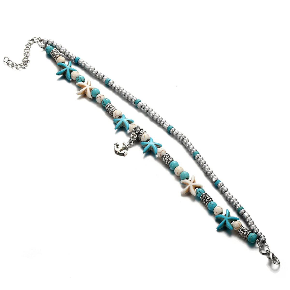 Close-up of Ocean-Inspired Anklet with Shell Charms