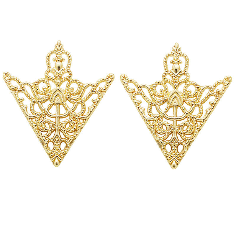 Retro Triangle Crown Brooch - Gold