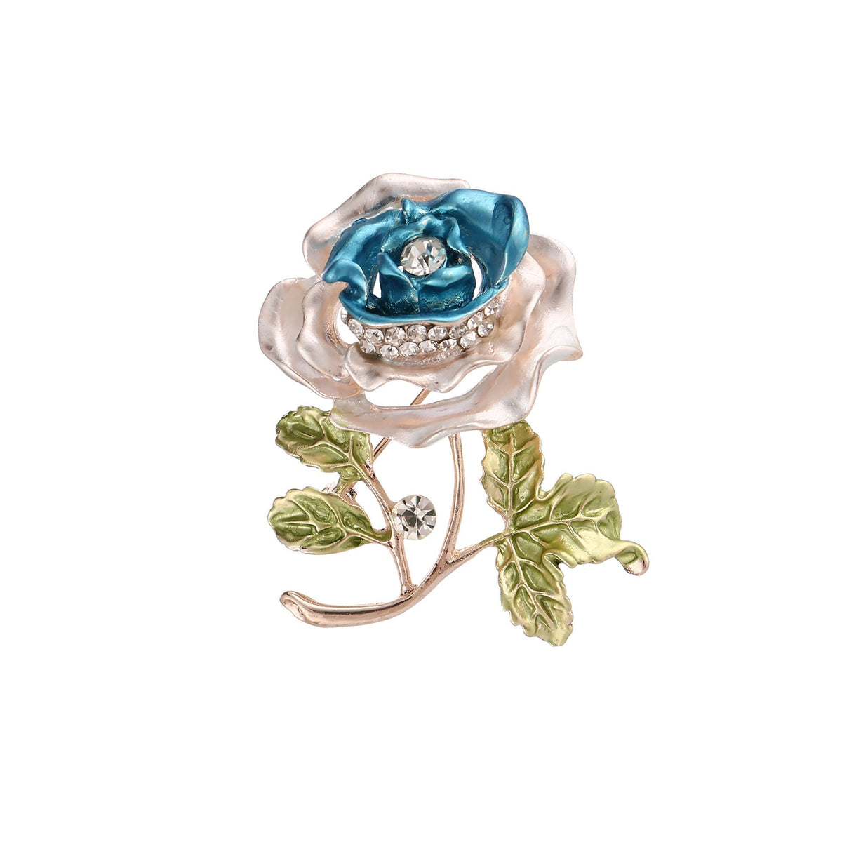 Vibrant red floral brooch on a white background