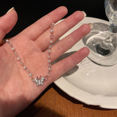 Chic Women's Silver Pearl Necklace Image 3