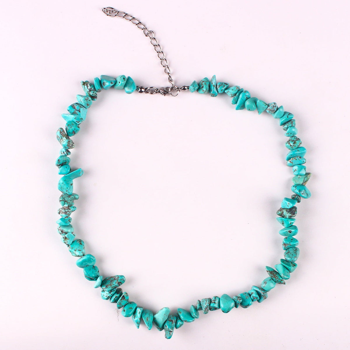 Stylish natural stone necklace worn by model