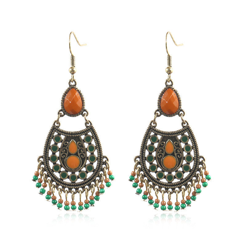 Close-up of Colourful Beads on Tassel Earrings image 2