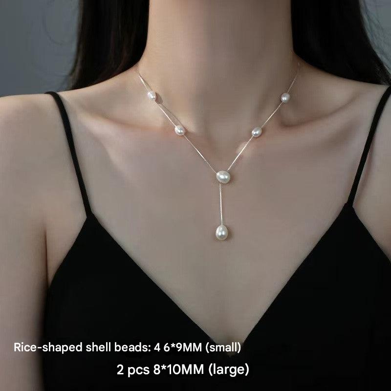 S925 silver natural freshwater pearl Y-chain necklace image 8