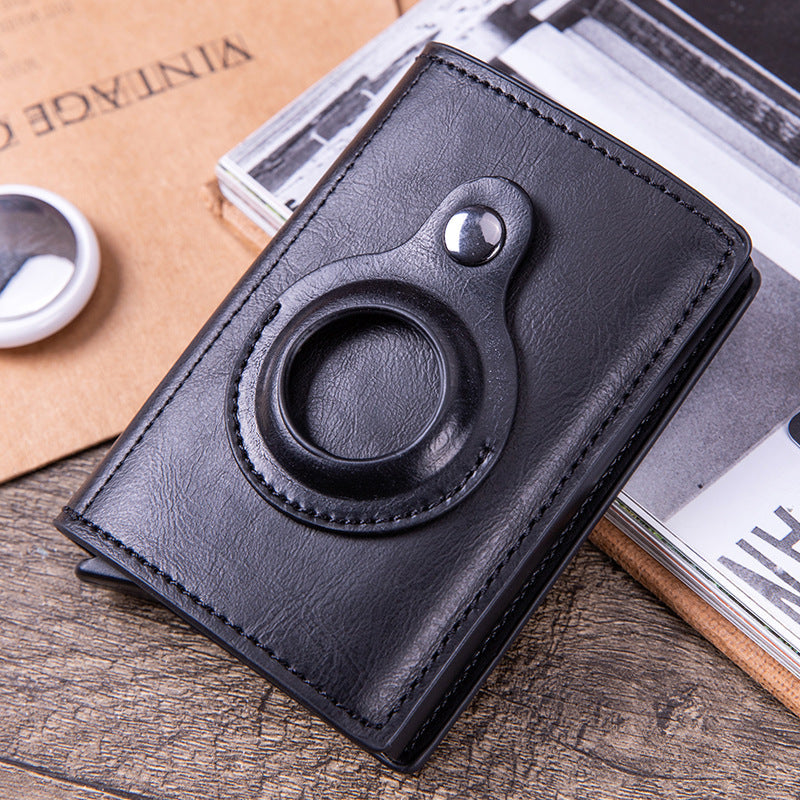 Smart leather wallet with Airtag tracking in brown