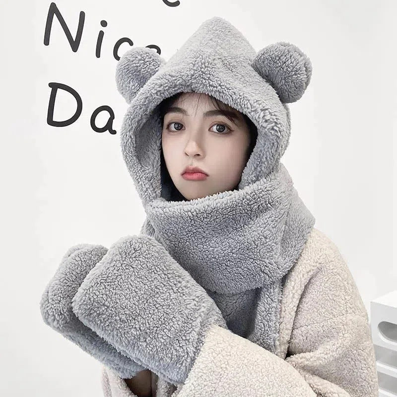 Earmuffs included with warm winter hat set